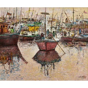 Chitra Pritam, Calm Waters, 30 x 36 inch, Oil in Canvas, Seascape Painting, AC-CP-195